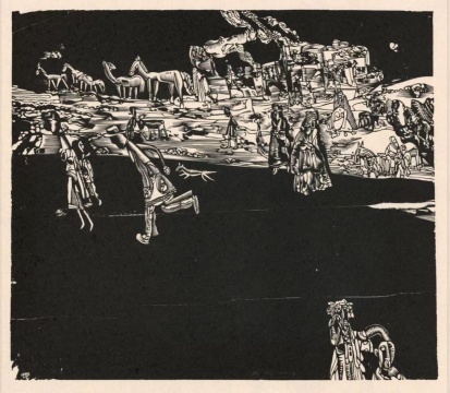 王兵 《藏北的村庄》 黑白木刻 37.4x29.5cm 1996
王兵 《藏北的村庄》 黑白木刻 37.4x29.5cm 1996