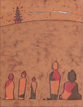 朴雄珪 《循环-云住寺印象5》 布面宣纸,土,墨 53x41cm
朴雄珪 《循环-云住寺印象5》 布面宣纸,土,墨 53x41cm