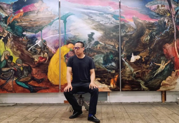 艺术家傅饶在德累斯顿工作室
《深渊 II》220×420 cm 布面油画 2021-2022
艺术家傅饶在德累斯顿工作室
《深渊 II》220×420 cm 布面油画 2021-2022