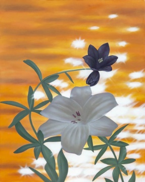李文杰 《夕阳下的花朵》 100×80cm 布面丙烯 2022
