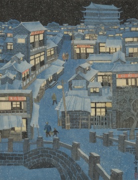 任建国 《燕京四景之冬》 52x42cm 绢本工笔重彩 1981年
