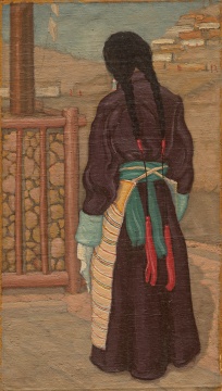 孙宗慰，《藏女》，布面油画，44×25cm，1943年
