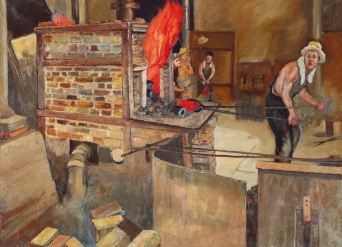 孙宗慰，石景山钢铁厂之锻炉，布面油画，60×80cm，1950年
