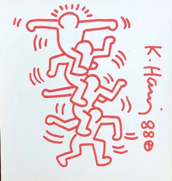Keith Haring 凯斯·哈林《Untitled》纸本马克笔 marker on paper 17 × 17cm 1982
