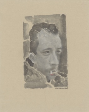 单鼎凯《Albert Camus》34×26cm 纸本水墨 2022
