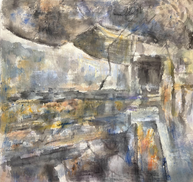 翁剑青《平江印象》45×50cm 丙烯、水粉、皮纸 2023
翁剑青《平江印象》45×50cm 丙烯、水粉、皮纸 2023