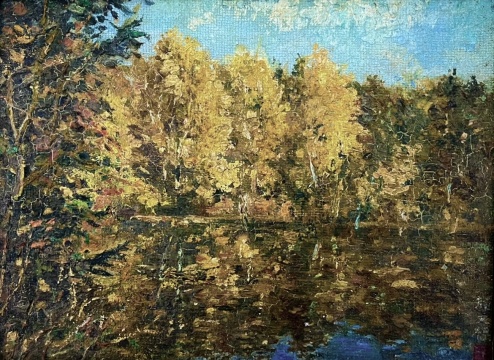 颜文樑《湖边树林》 30x20cm 木板油彩 【由忆间画廊提供】
颜文樑《湖边树林》 30x20cm 木板油彩 【由忆间画廊提供】