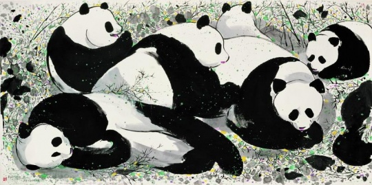 吴冠中《熊猫》水墨版画 68x138cm【由丞言文化提供】
吴冠中《熊猫》水墨版画 68x138cm【由丞言文化提供】
