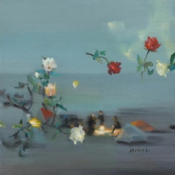 耿德法 《相思染·溢》2023 布面油画 50x50cm【由锦瑟画廊提供】
耿德法 《相思染·溢》2023 布面油画 50x50cm【由锦瑟画廊提供】