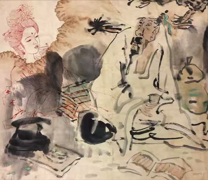 陈玉东-《对饮》,60X64cm,纸本水墨,2025年
陈玉东-《对饮》,60X64cm,纸本水墨,2025年
