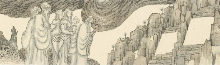 《乾坤湾卷》(局部) 813.5×30.5cm 纸本设色 2018
《乾坤湾卷》(局部) 813.5×30.5cm 纸本设色 2018