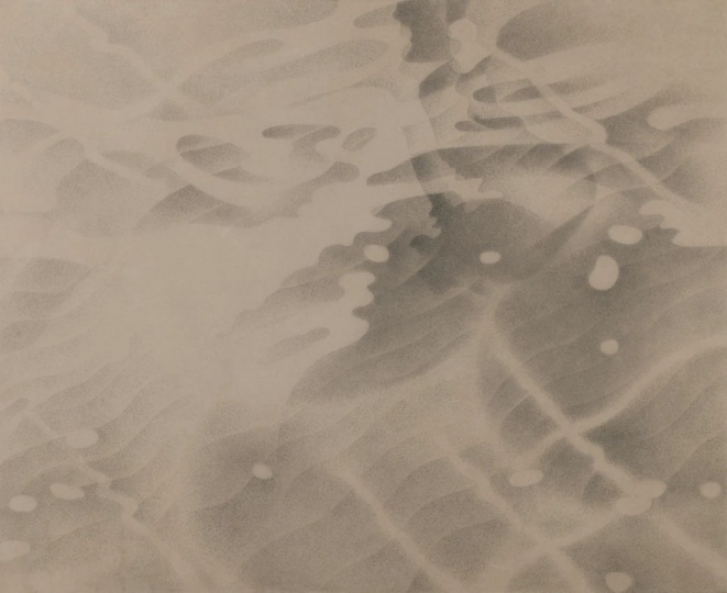 《睡莲温室》180×220cm 赤玉土、色粉、亚麻布 2024
《睡莲温室》180×220cm 赤玉土、色粉、亚麻布 2024