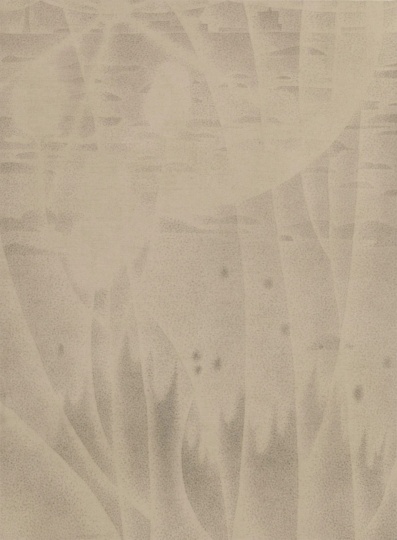 《邓杰内斯角的阳光与海风》168.5×124cm 墨、赤玉土、亚麻布 2025
《邓杰内斯角的阳光与海风》168.5×124cm 墨、赤玉土、亚麻布 2025