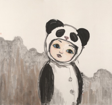 《熊猫宝宝》 180×192cm 纸本水墨 2009
《熊猫宝宝》 180×192cm 纸本水墨 2009