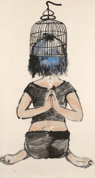 《瑜伽》 180×97cm 纸本水墨 2009
《瑜伽》 180×97cm 纸本水墨 2009