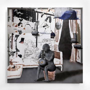 饶维懿 《思考着》 布面丙烯+油画+砂+喷漆 160x160cm 2019
饶维懿 《思考着》 布面丙烯+油画+砂+喷漆 160x160cm 2019