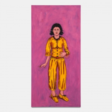 
粉色背景上的少女, 2025，布面油画, 200 x 97 cm

©️Félix Deschamps Mak

