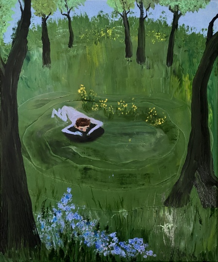 MARY DEVINCENTIS Circle Game, 2023 Oil on canvas 24 × 20 in 61 x 51 cm

