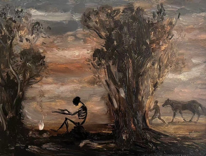 LISA IVORY A Stop On The Way, 2025 Oil on Panel 7 1/10 × 5 1/10 in 18 × 13 cm
