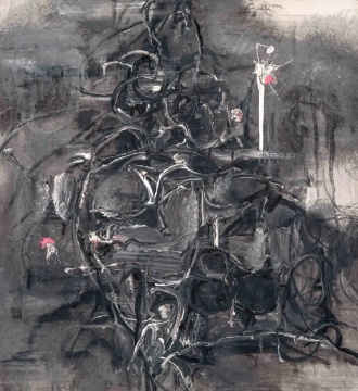 徐善循 草木灰线系列
2024年作 水墨 丙烯
89X96cm

