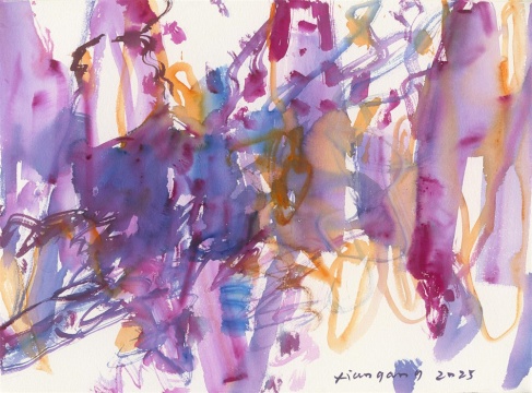 《紫橙流韵》75×55 纸本水彩 2025年
