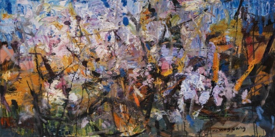 《郁郁亭亭》 布面油画100x200cm 2025年
