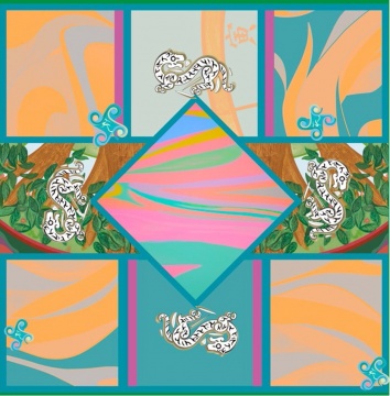 《虎势》（2022 年）

材料 : 数字绘画、数码微喷

尺寸 :106.5cmX106.5cm
