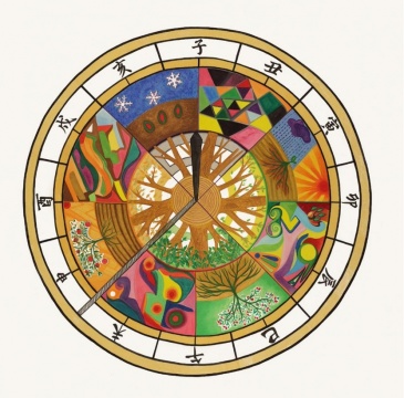 《时》（2020 年）
材料 : 宣纸、颜彩、矿物颜料 
尺寸 :100cm X 100cm

