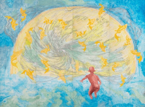 《2023.8.16》，180x246.8cm，纸本水墨，2023年
