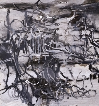 《草木灰线》 2022年
96×89cm&nbsp; 水墨 丙烯 草木灰
