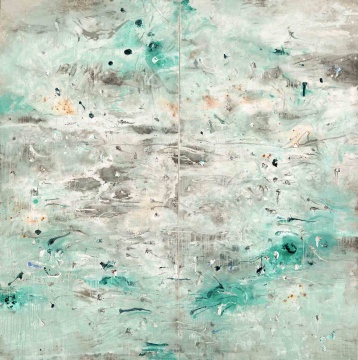 《庐山烟雨》&nbsp; 2023年
246×247cm&nbsp; 水墨 丙烯 草木灰&nbsp; 红土

