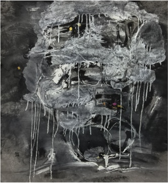 《未央系列》&nbsp;88x96cm&nbsp;水墨 丙烯 草木灰&nbsp;2026&nbsp; &nbsp;
