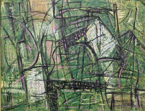 郝强 绿野絮紫:元宇与深林的熵之诗 70×90cm 布面综合材料 2026
