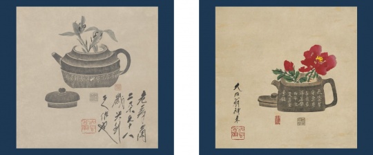 唐云先生曼生壶拓片水印版博古画
