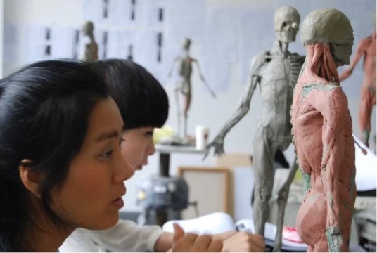 2012年卢云在罗拉·菲卓尔的解刨雕塑课上研习
In 2012, Lu Yun studied in Laura Frazure's anatomical sculpture class.

