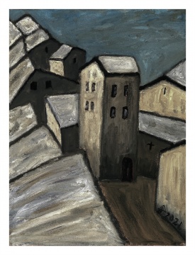 胡吉宏 《屯堡石头寨091》 布面油画&nbsp; 80x60cm
