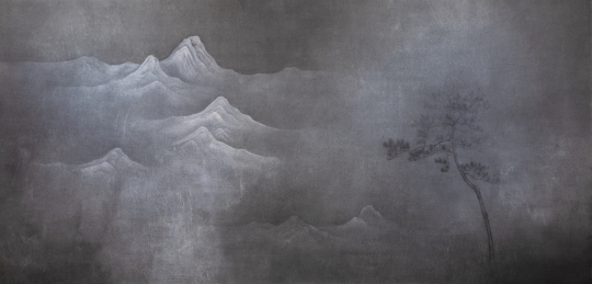 朱建忠《虚空为四邻 4&nbsp; Void is all around 4》194×399cm 纸本水墨、丙烯 2018
